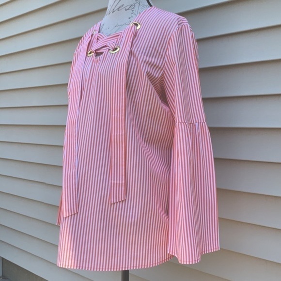 Michael Michael Kors Poppy Striped Bell Sleeve Top - Picture 5 of 15